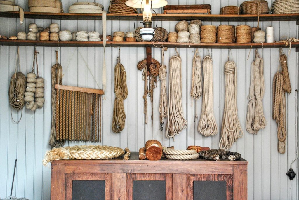 brown rope hanging on wall