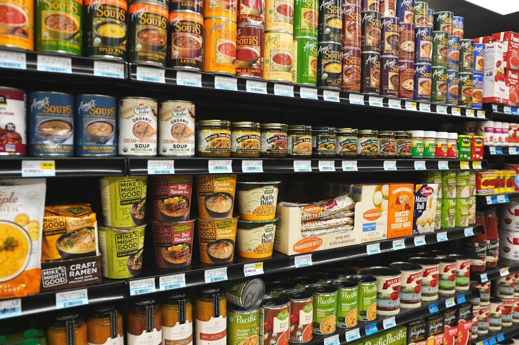 A grocery store filled with lots of food