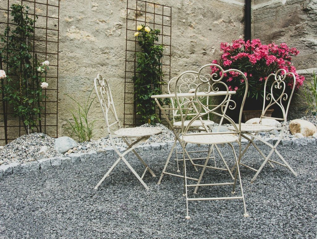 white metal 5-piece bistro set