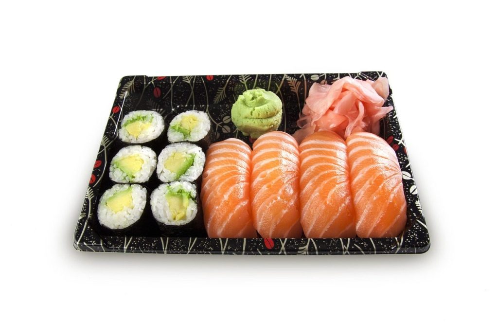 sushi, set, nigiri, maki, fish, raw, salmon, rice, nature, wasabi