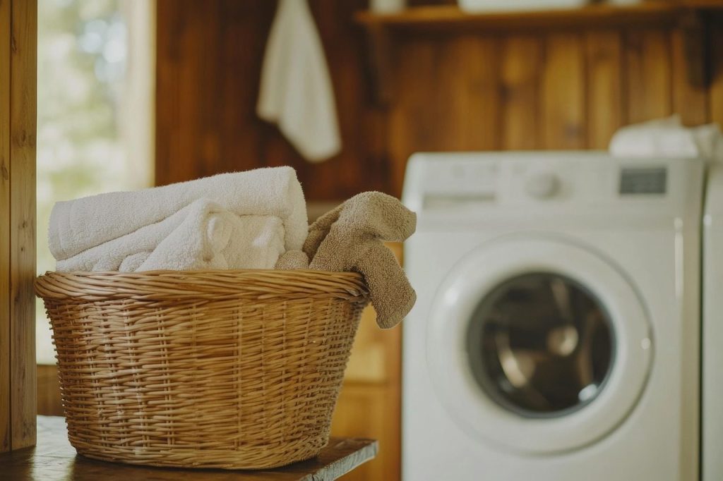 washing machine, laundry, basket, washing, laundry basket, household, fresh laundry, interior, cloth, domestic, home, clean towels, home interior, cleaning, towels, ai generated