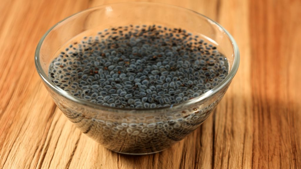 A Bowl of Soaked Basil Seeds or Biji Selasih. Basil Seeds are Useful for Relieving Heartburn. 
