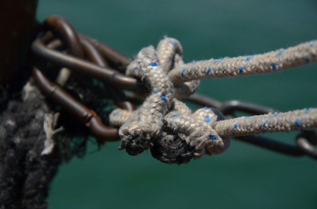 a close up of a rope on a boat