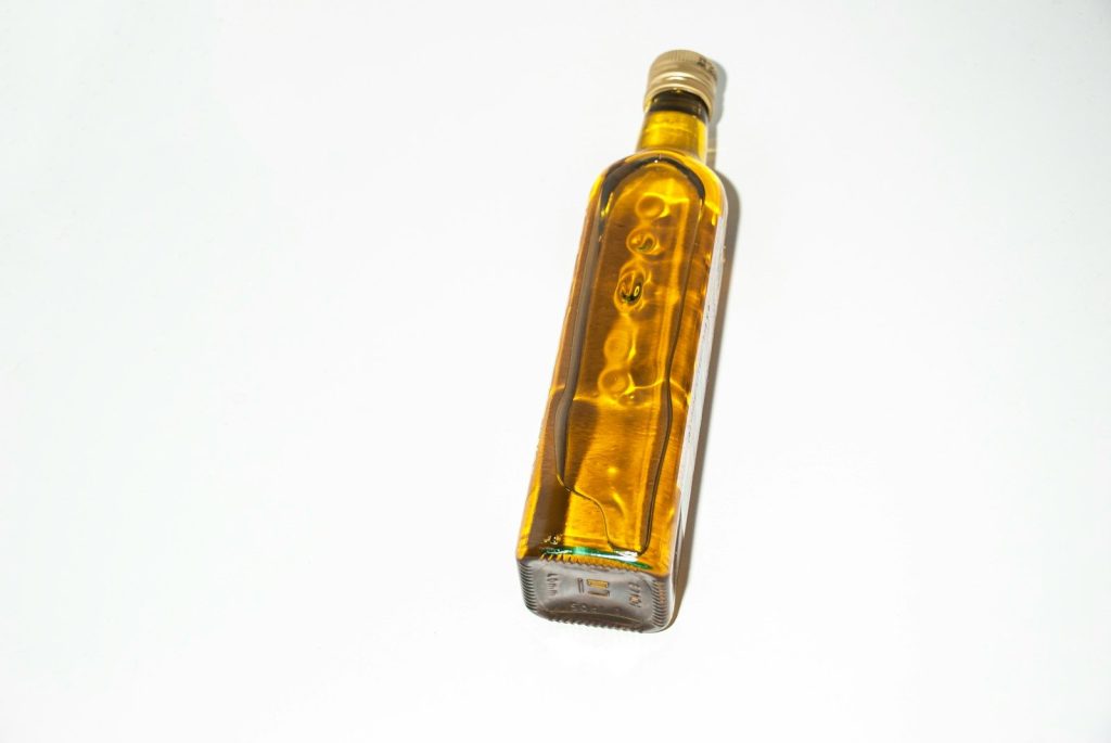 clear glass bottle