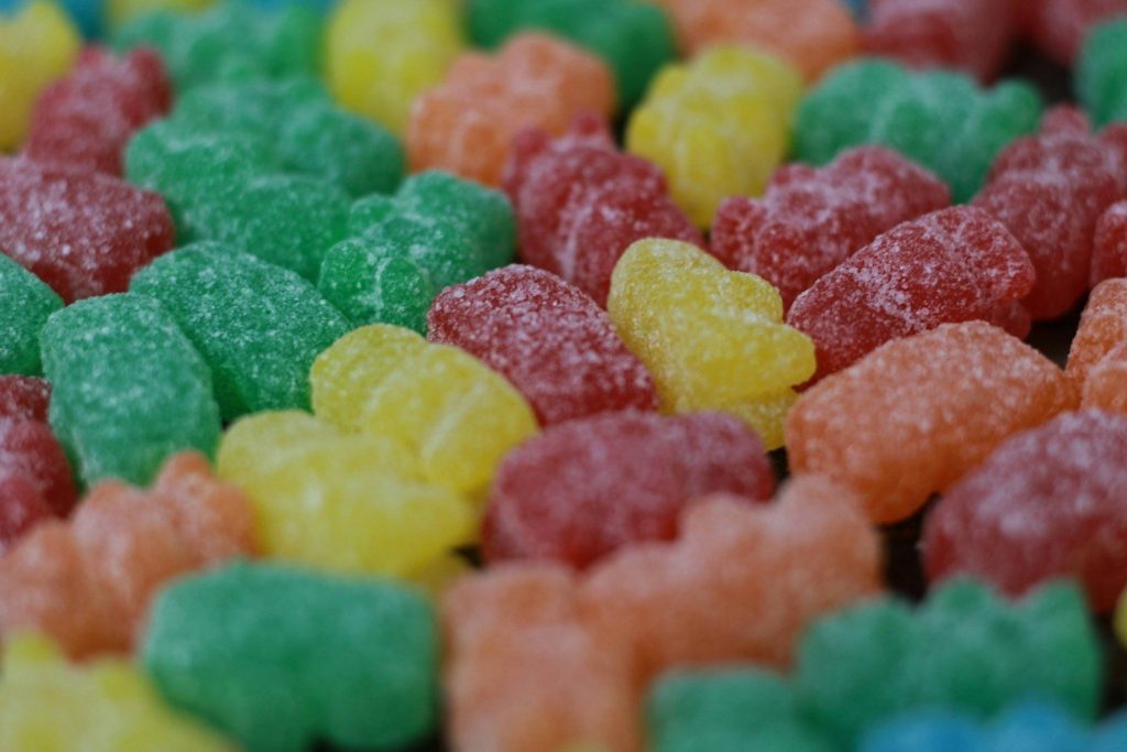 a close up of a bunch of gummy bears