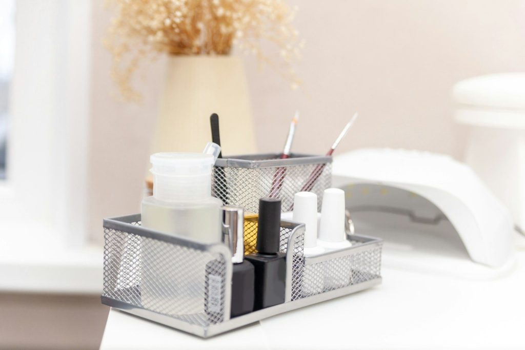 a white box with a few candles