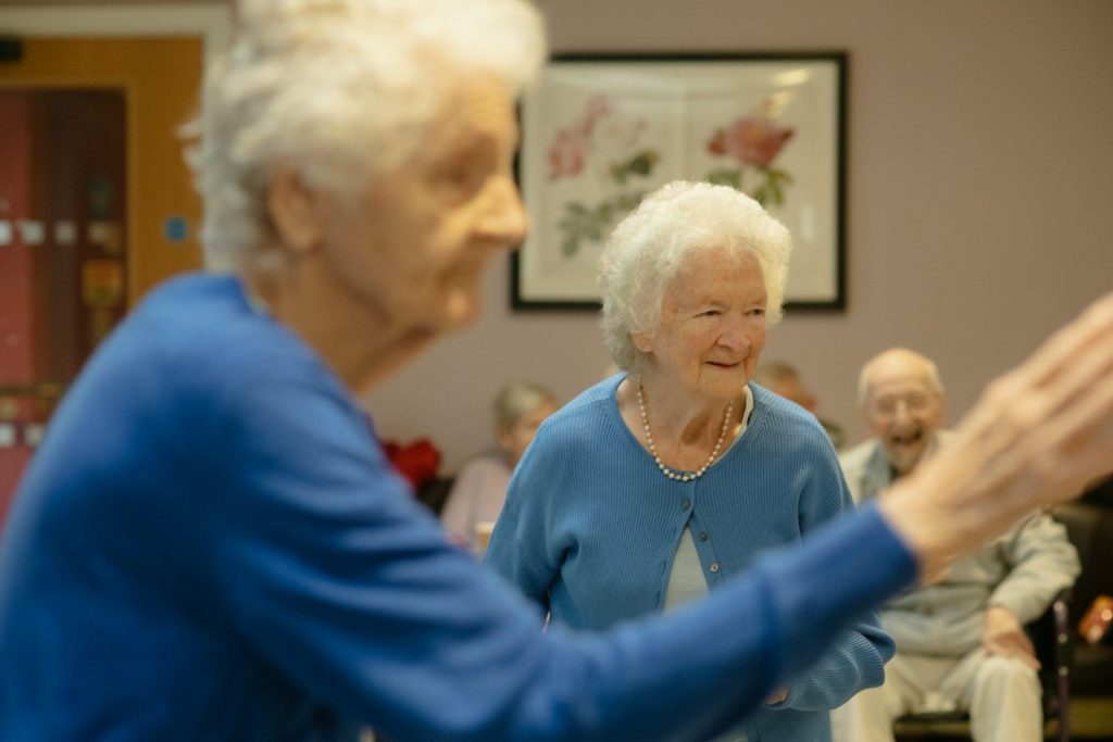 Elderly people participating in a group activity
