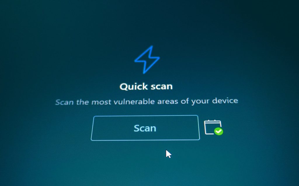 Quick scan button on a blue background