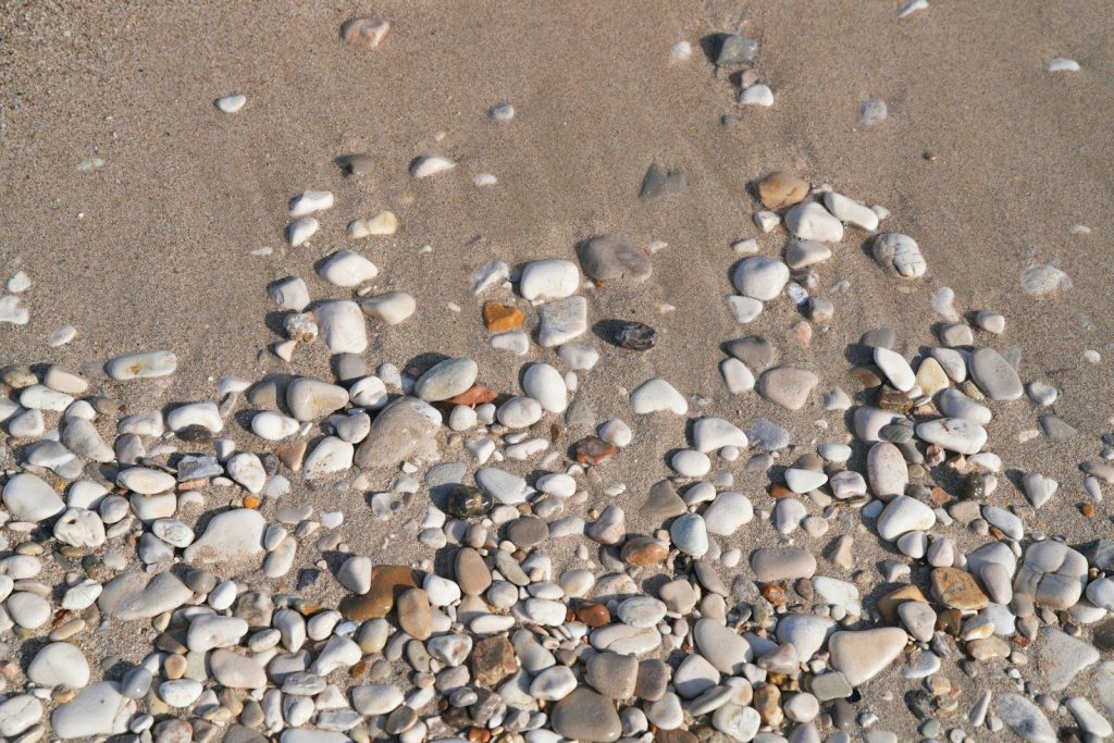 Pebbles and sand on a beach