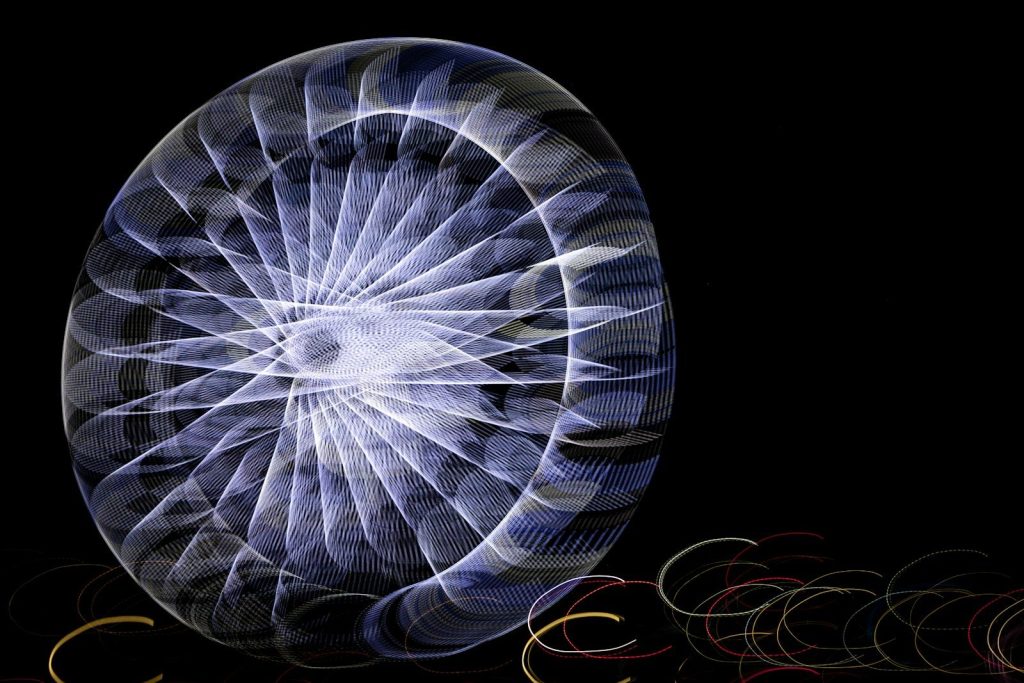 a blue and white sphere