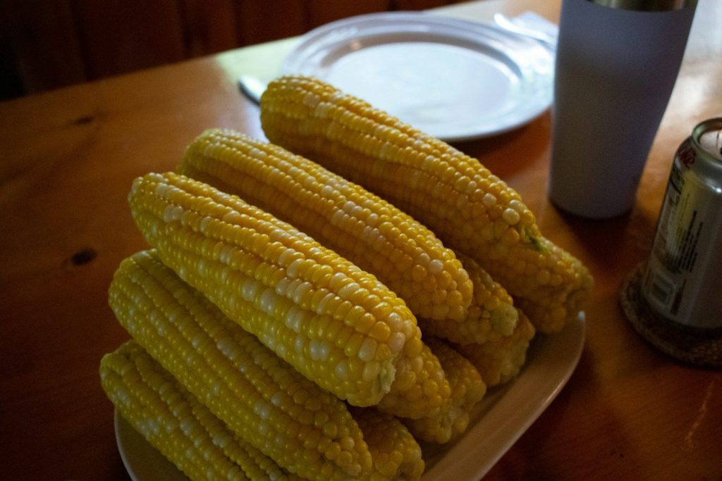corn on brown wooden table