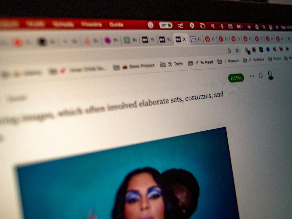 a computer screen with a picture of a woman on it