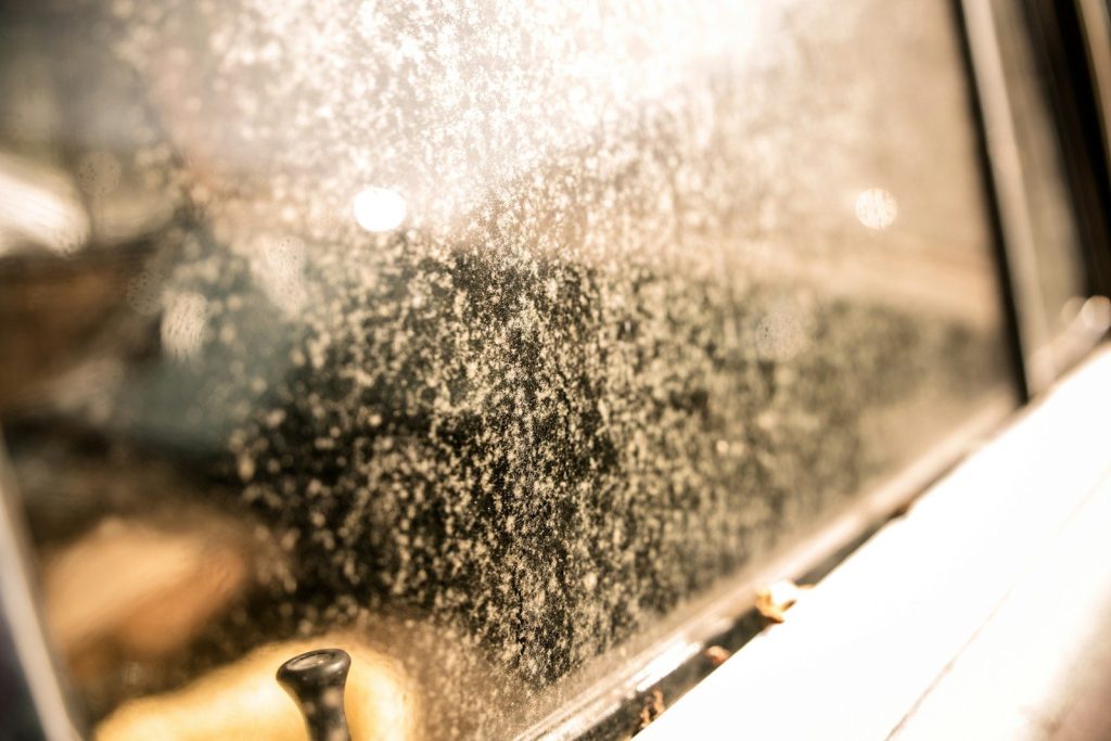 a close up of a window on a train